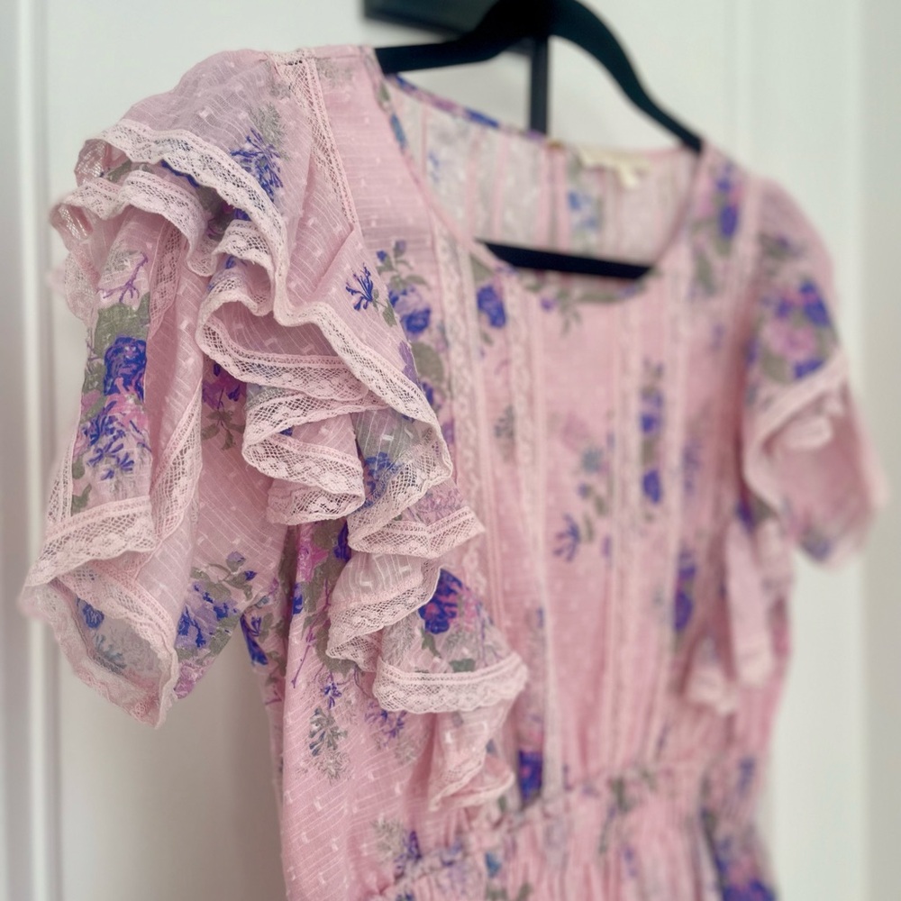LoveShackFancy Natasha Pink Floral Dress - Picture 2 of 5